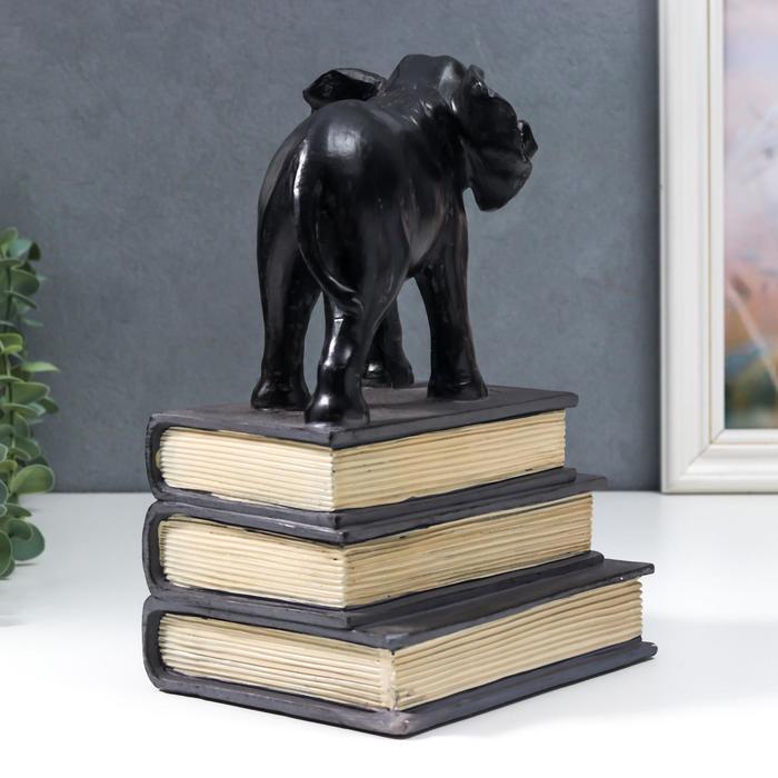 Держатель для книг интерьерный "Чёрный слон на книгах" 25х13х21 см - фото 1908767026
