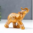 Сувенир полистоун "Африканский слон с пальмами" состаренное золото 14х7х16,5 см - фото 21378144