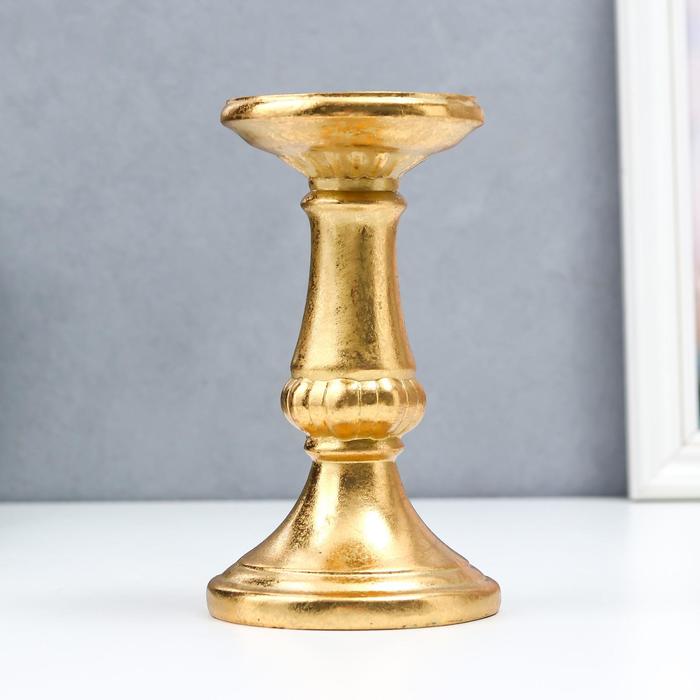 Подсвечник полистоун на 1 свечу "Колонна" золото 18х10,3х10,3 см - Фото 1