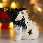 Сувенир керамика свет "Снеговички, чёрные колпаки и шарфы" 10х12х8 см - Фото 3