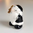 Фигурка керамика «Дедушка Мороз, чёрный кафтан и колпак в горох, золотая ёлочка», 7.8×7×6 см 6494482