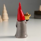 Сувенир керамика "Дед Мороз, серый кафтан, красный колпак, золотая звезда" 12х4х5,5 см - Фото 3