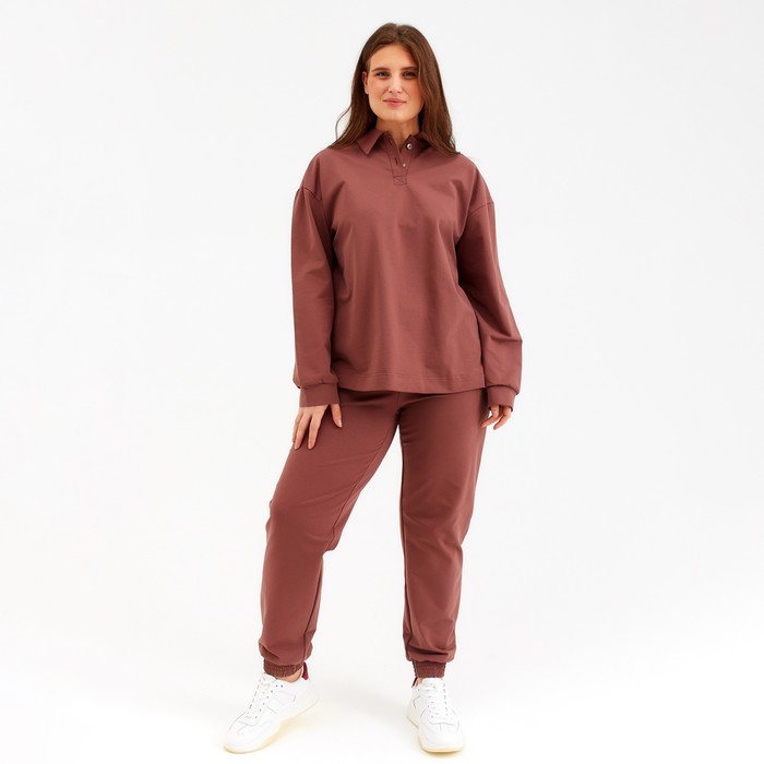 Костюм женский (джемпер, брюки) MINAKU: Casual Collection цвет шоколадный, размер 52
