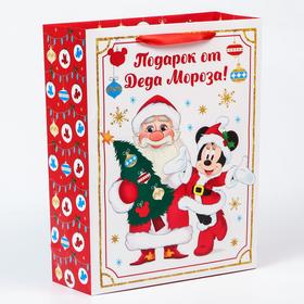 Пакет ламинированный вертикальный, 31 х 40 х 11,5 см "Подарок от Деда Мороза", Микки Маус и друзья
