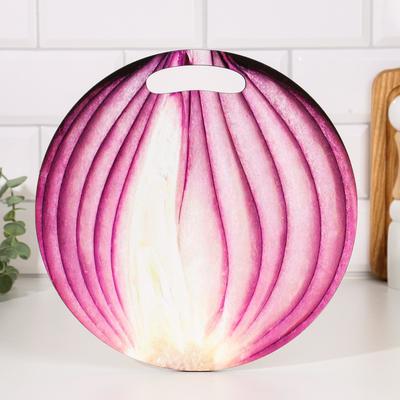 Доска разделочная сувенирная Дарим Красиво «Лук в разрезе», d=25.5 см, дерево, фиолетовая