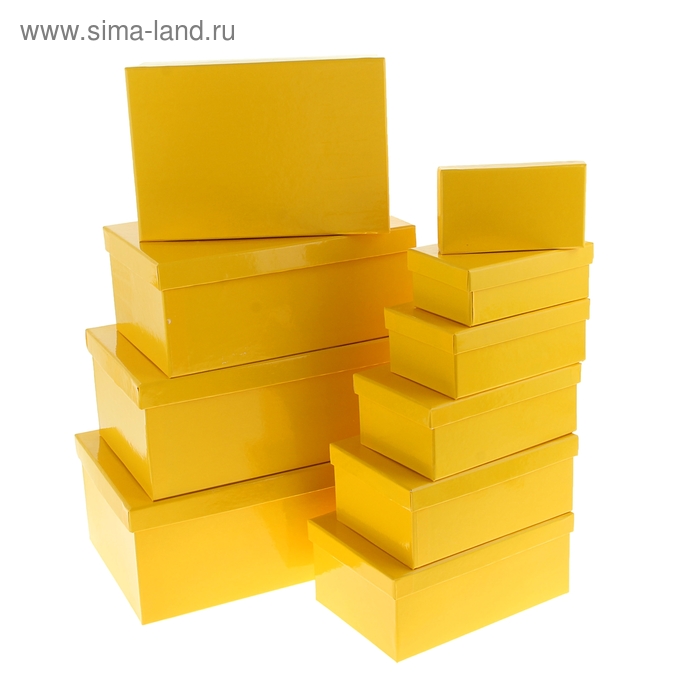 Набор коробок 10 в 1 "Классика", цвет жёлтый, 32,5 х 20 х 12,5 - 14 х 8 х 4,5 см - Фото 1