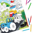 Раскраска-гигант «Весёлый транспорт», 84×59 см, Синий трактор - Фото 3