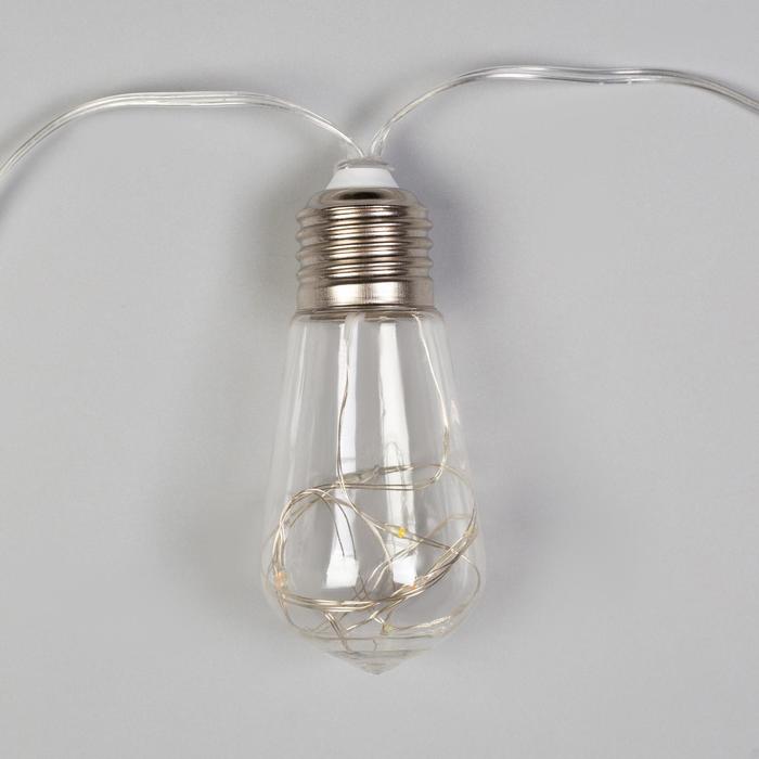 Гирлянда «Нить» 3 м с насадками «Лампа», IP20, прозрачная нить, 80 LED, свечение тёплое белое, 8 режимов, 220 В - фото 1927766691