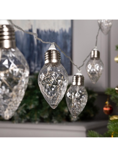 Гирлянда «Нить» 3 м с насадками «Лампочки шишки», IP20, прозрачная нить, 80 LED, свечение мульти, 8 режимов, 220 В