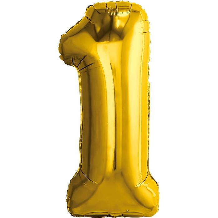 Шар фольгированный 32 «Цифра 1», цвет золотой