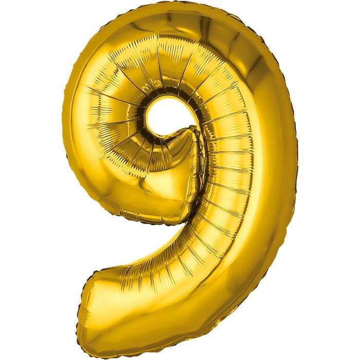 Шар фольгированный 32 «Цифра 9», цвет золотой