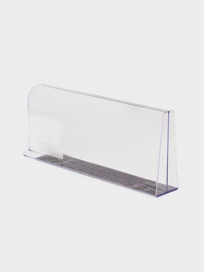 Пластиковый разделитель на Т-основании с передним ограничителем: 15 см, на магнитной основе: 37.5×6×15 см