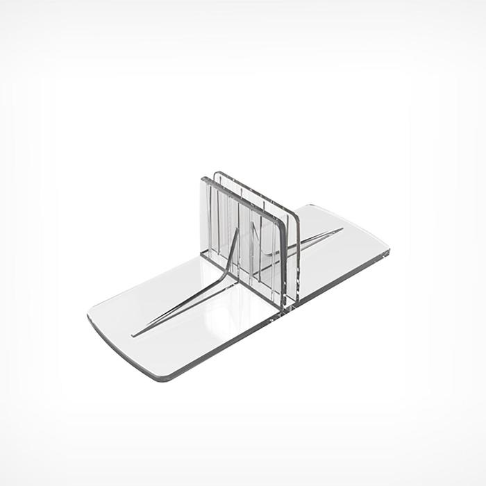 Клипса Т-образная для крепления пластиковых разделителей, 100×40×32 мм, прозрачная
