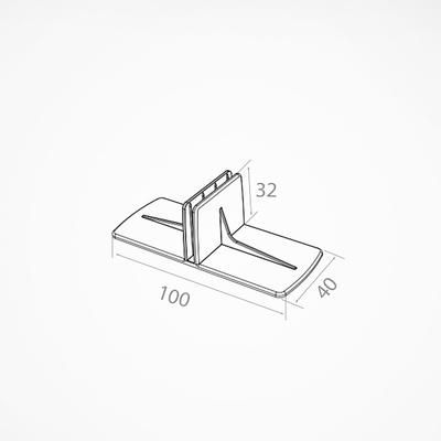 Клипса Т-образная для крепления пластиковых разделителей, 100×40×32 мм, прозрачная