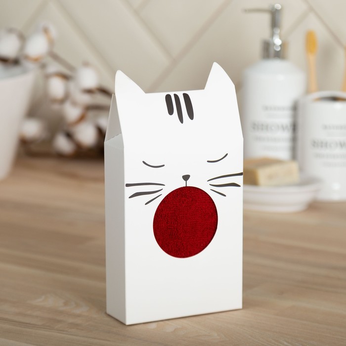 

Полотенце подарочное Экономь и Я «Новый год: Котик» 30*60 см, цв.бордовый, 100% хл, 320 г/м2