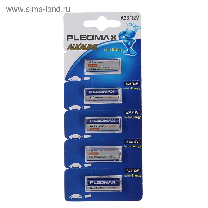 Батарейка алкалиновая Pleomax, A23 (MN21)-5BL, 12В, блистер, 5 шт. - Фото 1