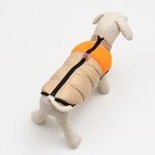 Куртка для собак на молнии, размер 18 (ДС 40 см, ОГ 50 см, ОШ 38 см), бежевая с оранжевым - Фото 4