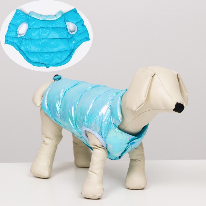 Куртка для собак двухсторонняя с утяжкой,размер 12 (ДС 28 см,ОГ 38 см,ОШ 27 см), голубая