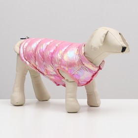 Куртка для собак двухсторонняя с утяжкой, размер 16 (ДС 36 см, ОГ 46 см,ОШ 35 см),розовая