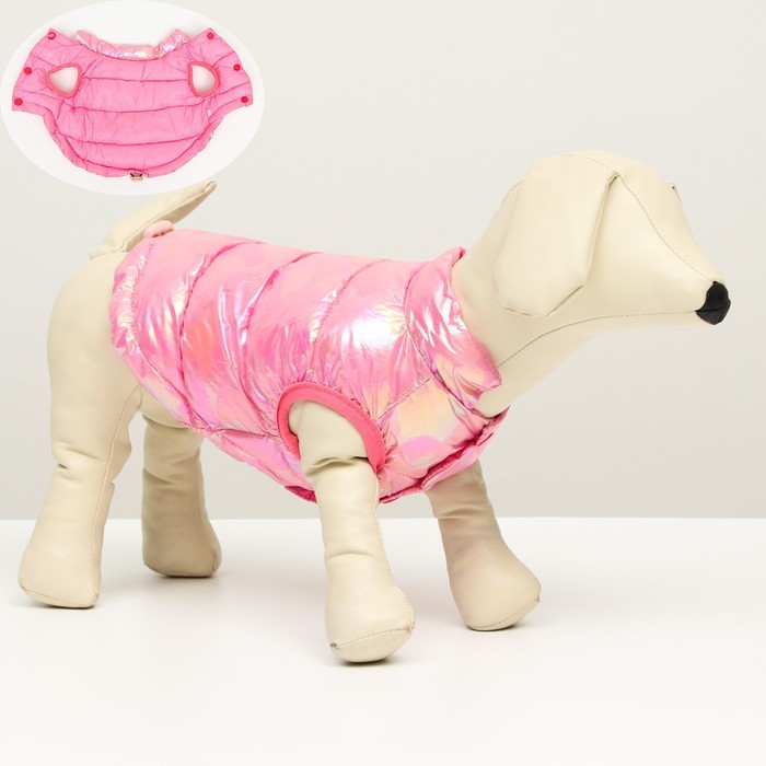 Куртка для собак двухсторонняя с утяжкой, размер 18 (ДС 40 см, ОГ 50 см, ОШ 38 см),розовая - Фото 1