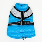 Куртка для собак со светоотражающей шлейкой, размер 12 (ДС 28, ОГ 38, ОШ 27), голубая - Фото 9
