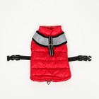 Куртка для собак со светоотражающей шлейкой, размер 16 (ДС 36, ОГ 46, ОШ 35), красная - фото 7256647