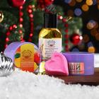 Подарочный набор органической косметики «Нежное прикосновение», новогодний: скраб для лица, масло ши, масло для лица, бомбочка для ванн 7307135