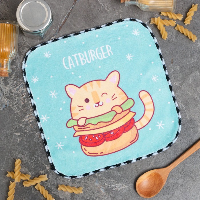 Салфетка для уборки "Catburger", 20х20 см, п/э - Фото 1