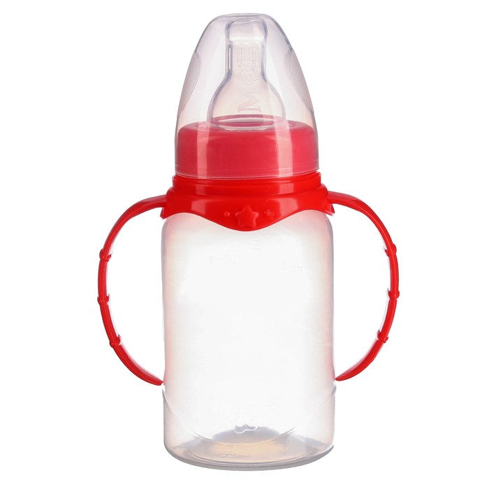 Бутылочка для кормления, классическое горло, 150 мл., от 0 мес., цилиндр, с ручками, цвет МИКС - фото 1898514268