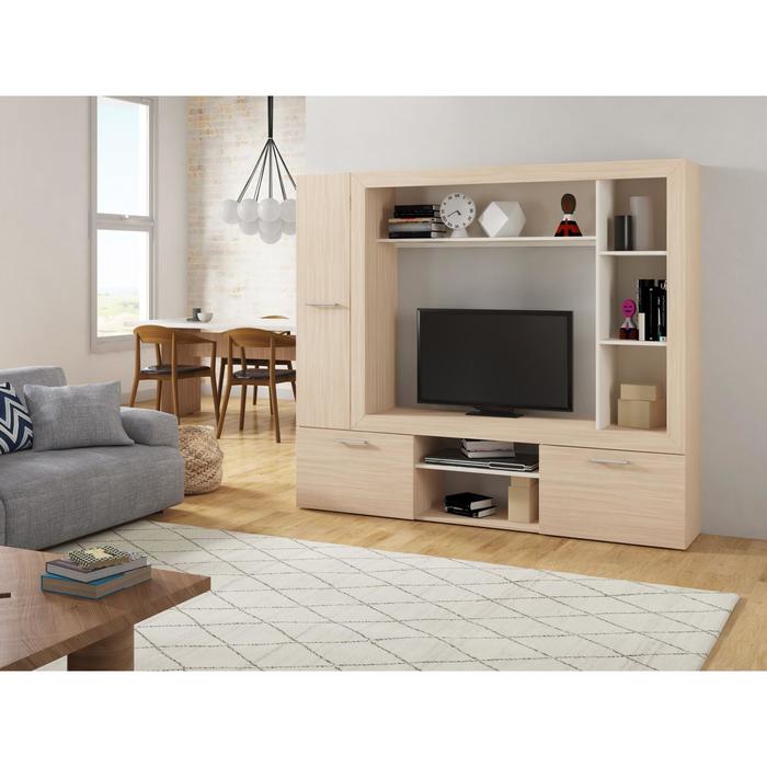 Стенка «Oskar-3», 1960×345×1700 мм, цвет дуб сонома/белый - Фото 1