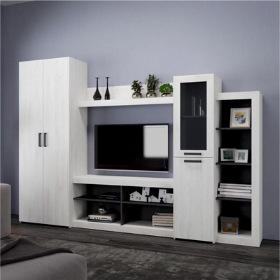 Стенка «Oskar-4», 2700×420×1900 мм, сосна белая loft/венге