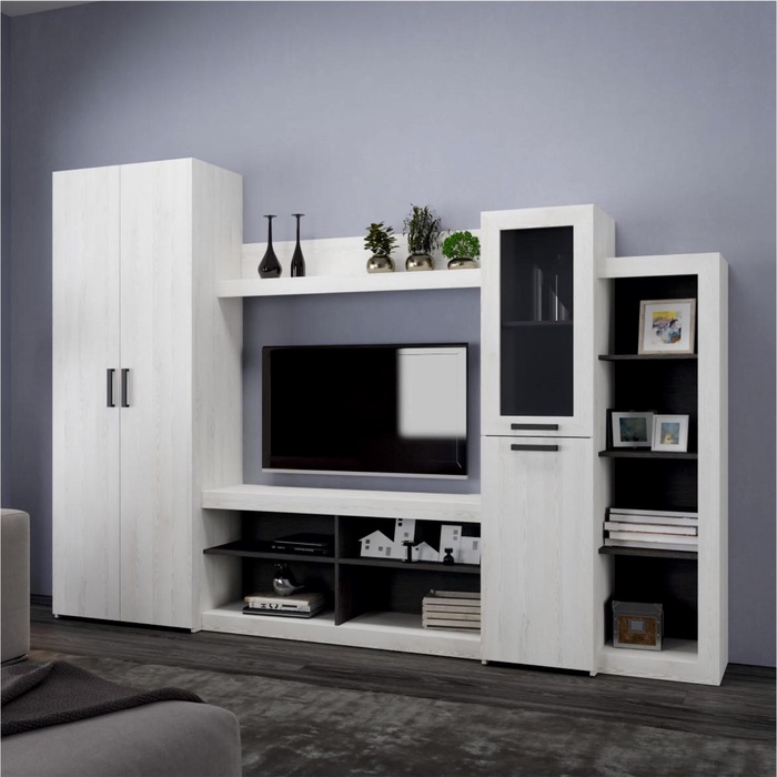 Стенка «Oskar-4», 2700×420×1900 мм, сосна белая loft/венге - Фото 1