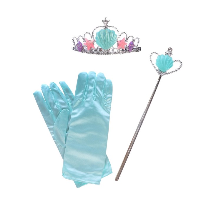 Карнавальный набор «Принцесса» 4 предмета: корона, перчатки, ободок, жезл - фото 1905859654