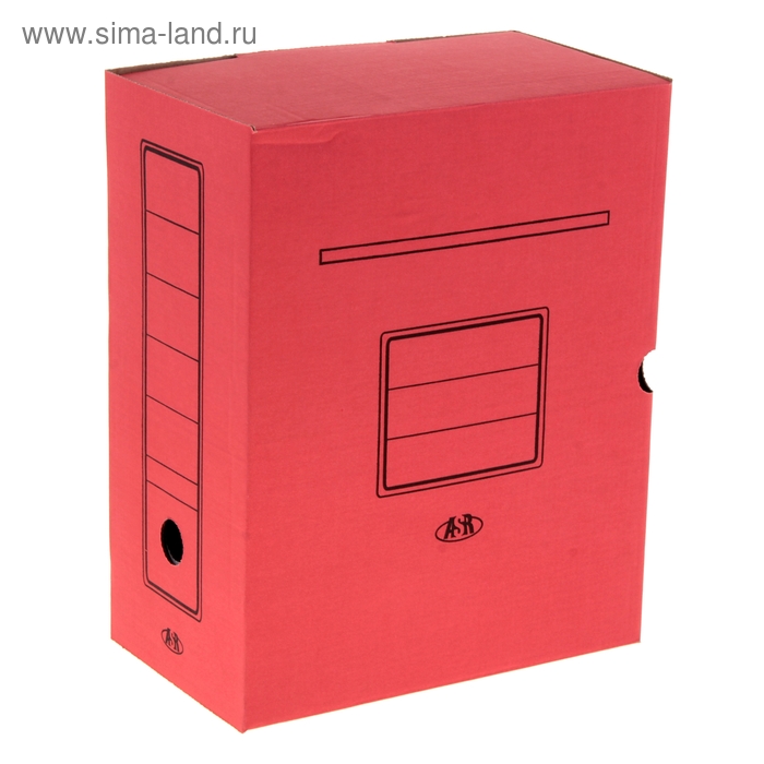 Короб архивный А4, 150мм, микрогофрокартон, картонный клапан, красный - Фото 1