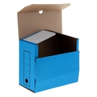 Короб архивный А4, 150мм, микрогофрокартон, картонный клапан, синий - Фото 2