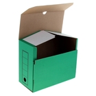Короб архивный А4, 150мм, микрогофрокартон, картонный клапан, зелёный - Фото 2