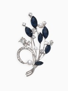 Брошь «Букет», цвет бело-синий в серебре - Фото 1