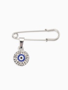 Булавка-оберег «Медальон» глаз, 3.5 см, бело-синяя в серебре - Фото 1