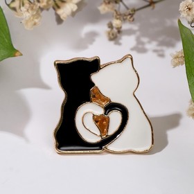Значок «Котики», цвет чёрно-белый в золоте
