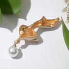 Брошь «Лиса» с бусиной, цвет чёрно-белый в золоте - Фото 2