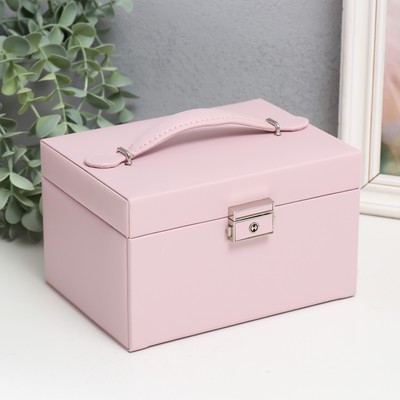 Шкатулка для украшений «Сундук. Гладкость. Матовый светло-розовый», искусственная кожа, 11×18×13.7 см