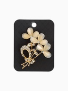 Брошь «Трилистники», цвет белый в золоте 7091610