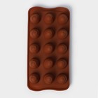 Форма для конфет и шоколада Доляна «Рондо», силикон, 21×10.5×3 см, 15 ячеек, коричневая - Фото 4