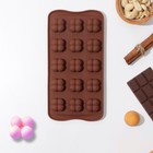 Форма для шоколада Доляна «Креоль», силикон, 21×10,5×2,5 см, 15 ячеек, цвет коричневый - фото 5206385