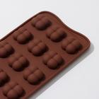 Форма для шоколада Доляна «Креоль», силикон, 21×10,5×2,5 см, 15 ячеек, цвет коричневый - Фото 4