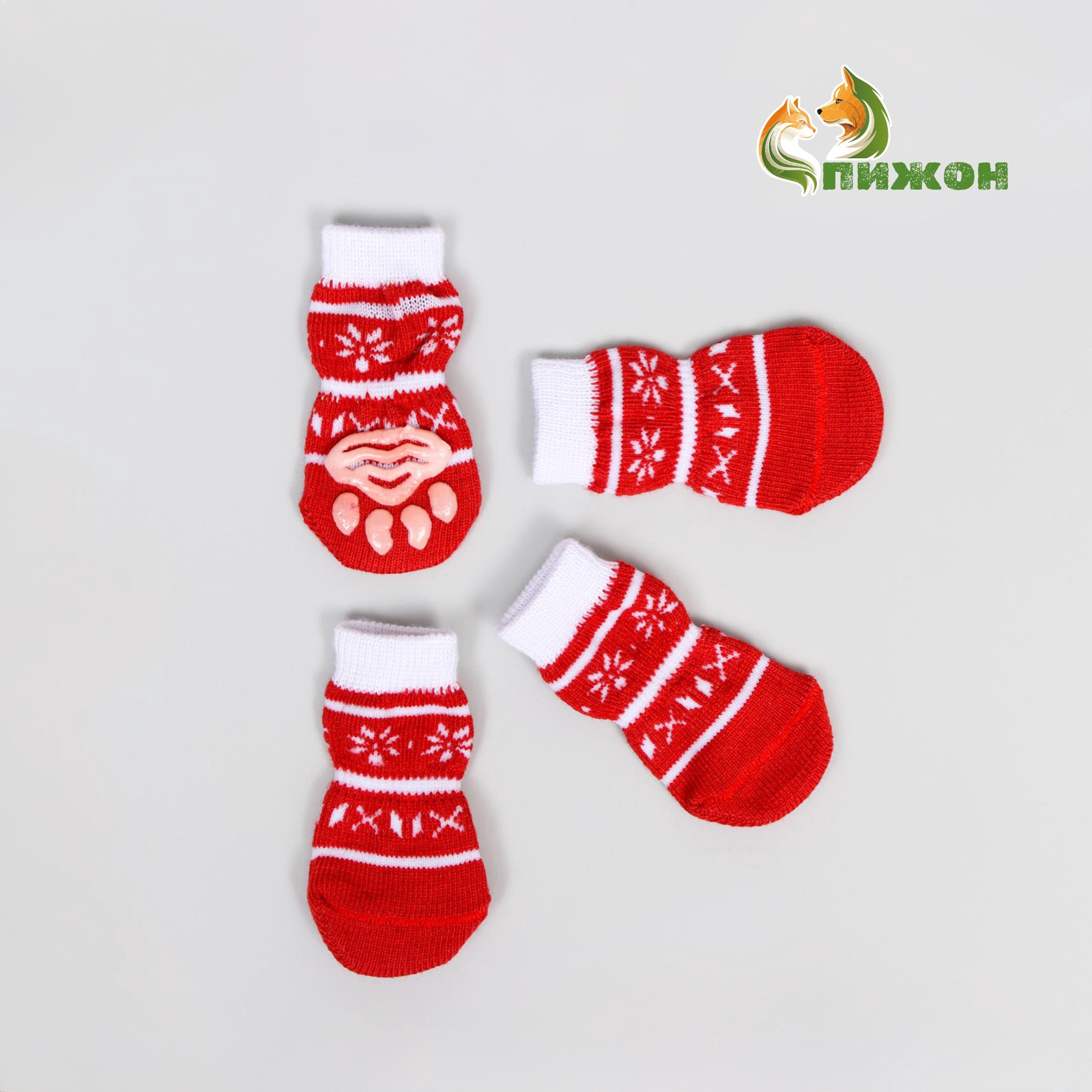 Носки нескользящие "Снежинки" , M (3/4 * 7 см), набор 4 шт, (6963329 ...