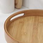 Поднос с ручками Доляна Striata, d=25 см, бамбук - Фото 3