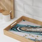 Поднос с ручками Доляна «Лазурный берег», 41×30×5 см, бамбук - фото 54723531