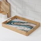 Поднос с ручками Доляна «Лазурный берег», 41×30×5 см, бамбук - фото 54723532