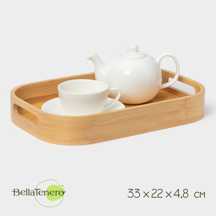 Поднос с ручками Striata, 33×22×4.8 см, бамбук - Фото 1
